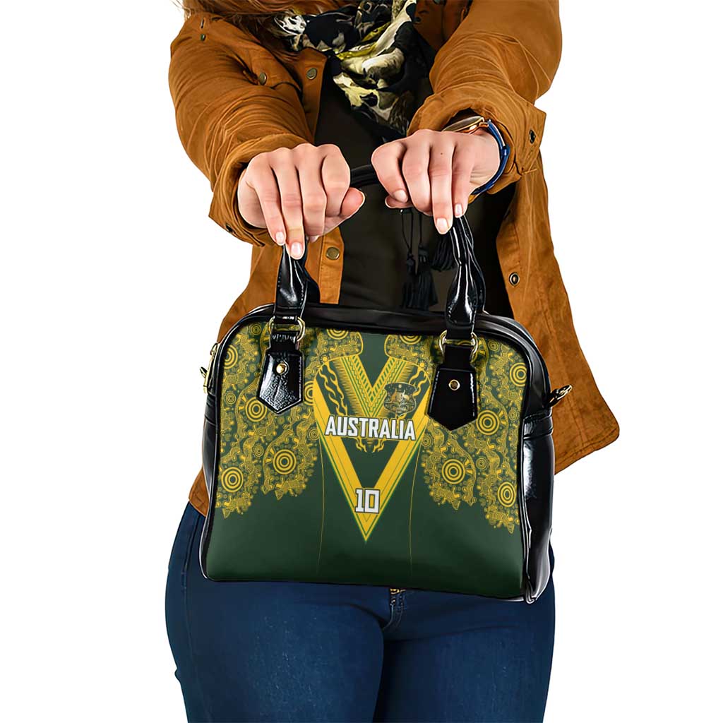 Australia Rugby Custom Shoulder Handbag Aboriginal Art Sporty Style LT03 One Size Green - Polynesian Pride