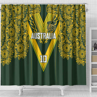 Australia Rugby Custom Shower Curtain Aboriginal Art Sporty Style - Polynesian Pride