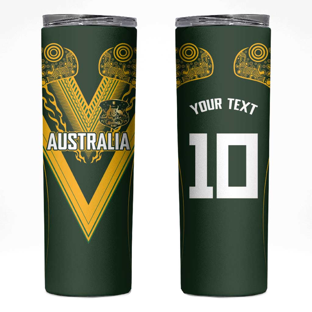 Australia Rugby Custom Skinny Tumbler Aboriginal Art Sporty Style - Polynesian Pride