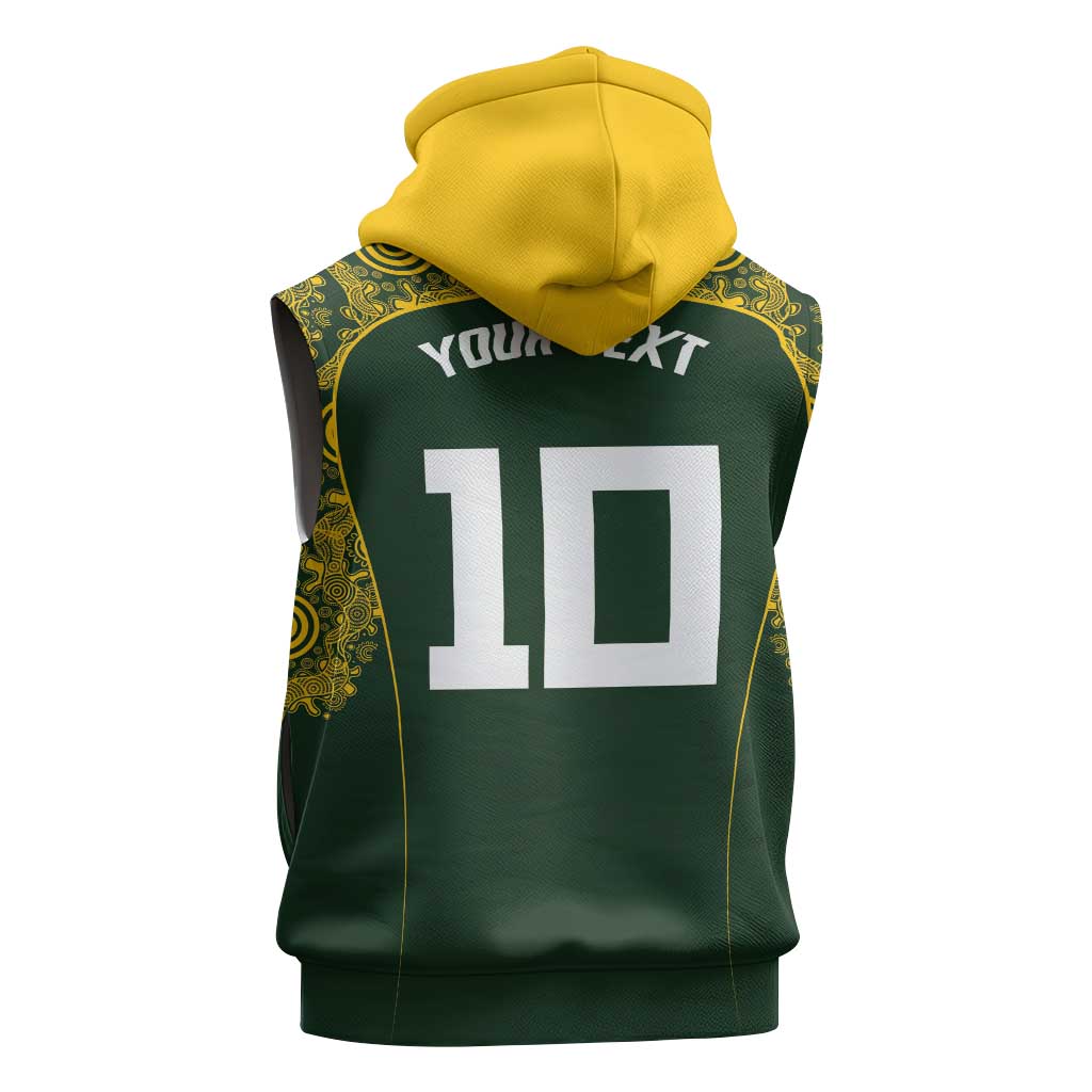 Australia Rugby Custom Sleeveless Hoodie Aboriginal Art Sporty Style LT03 - Polynesian Pride