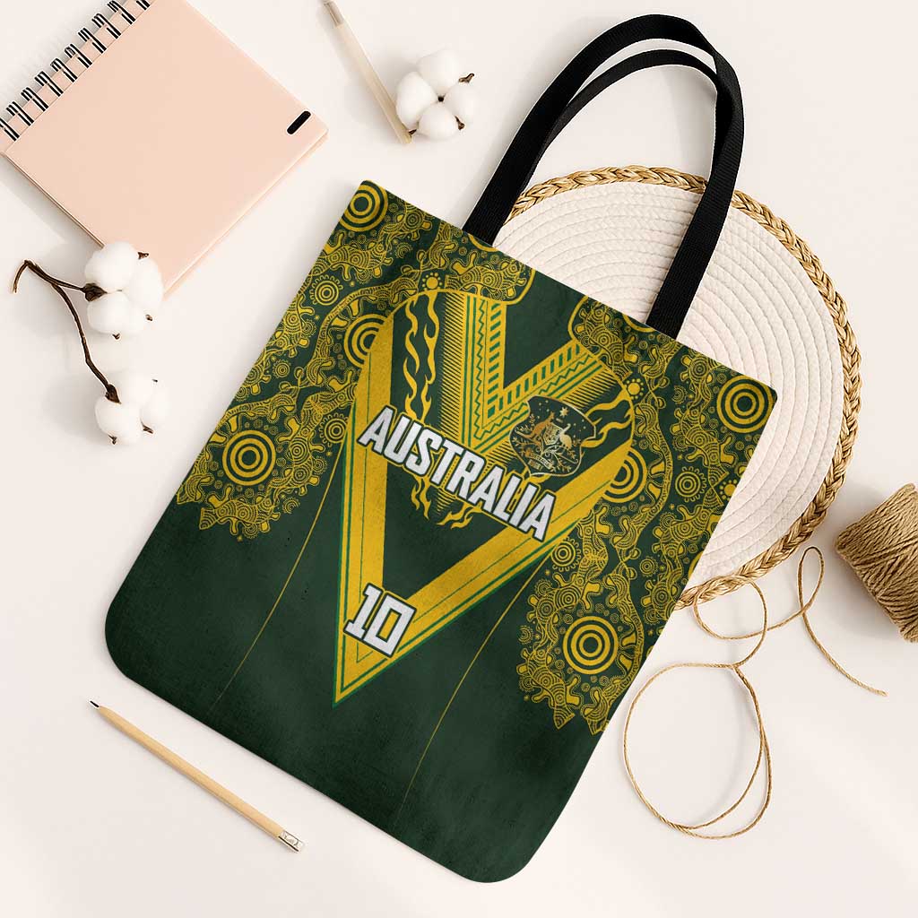 Australia Rugby Custom Tote Bag Aboriginal Art Sporty Style LT03 Black Strap One Size Green - Polynesian Pride