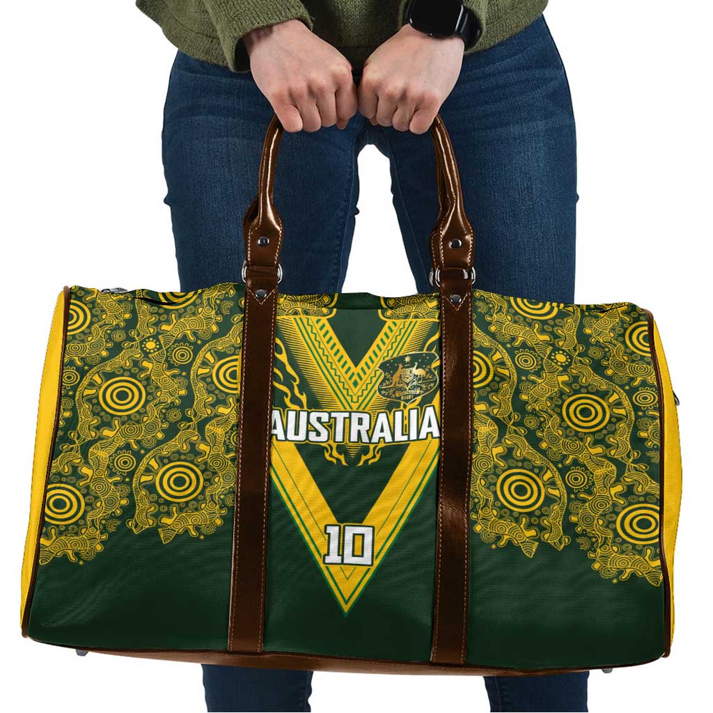 Australia Rugby Custom Travel Bag Aboriginal Art Sporty Style LT03 Green - Polynesian Pride