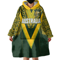 Australia Rugby Custom Wearable Blanket Hoodie Aboriginal Art Sporty Style - Polynesian Pride