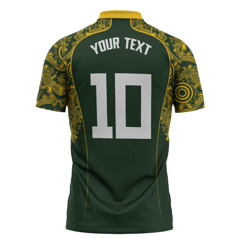 Australia Rugby Custom Zipper Polo Shirt Aboriginal Art Sporty Style - Polynesian Pride