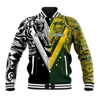 Aotearoa Australia Rugby Custom Baseball Jacket Maori and Aboriginal Art Sporty Style - Polynesian Pride