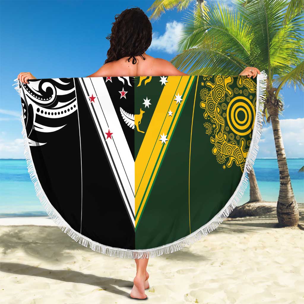 Aotearoa Australia Rugby Beach Blanket Maori and Aboriginal Art Sporty Style - Polynesian Pride