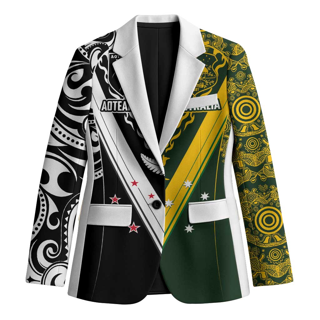 Aotearoa Australia Rugby Custom Blazer Maori and Aboriginal Art Sporty Style - Polynesian Pride