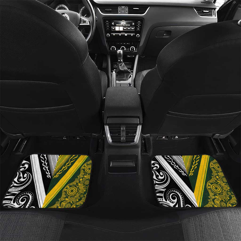 Aotearoa Australia Rugby Car Mats Maori and Aboriginal Art Sporty Style - Polynesian Pride