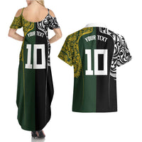 Aotearoa Australia Rugby Custom Couples Matching Summer Maxi Dress and Hawaiian Shirt Maori and Aboriginal Art Sporty Style - Polynesian Pride
