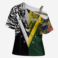 Aotearoa Australia Rugby Custom Cross Shoulder Shirt Maori and Aboriginal Art Sporty Style - Polynesian Pride