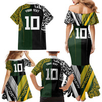 Aotearoa Australia Rugby Custom Family Matching Mermaid Dress and Hawaiian Shirt Maori and Aboriginal Art Sporty Style - Polynesian Pride