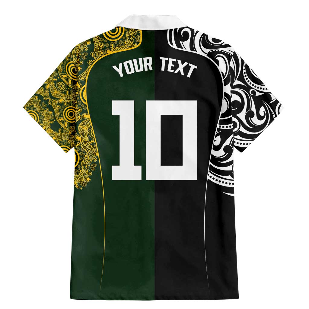 Aotearoa Australia Rugby Custom Family Matching Mermaid Dress and Hawaiian Shirt Maori and Aboriginal Art Sporty Style - Polynesian Pride