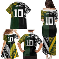 Aotearoa Australia Rugby Custom Family Matching Puletasi and Hawaiian Shirt Maori and Aboriginal Art Sporty Style - Polynesian Pride