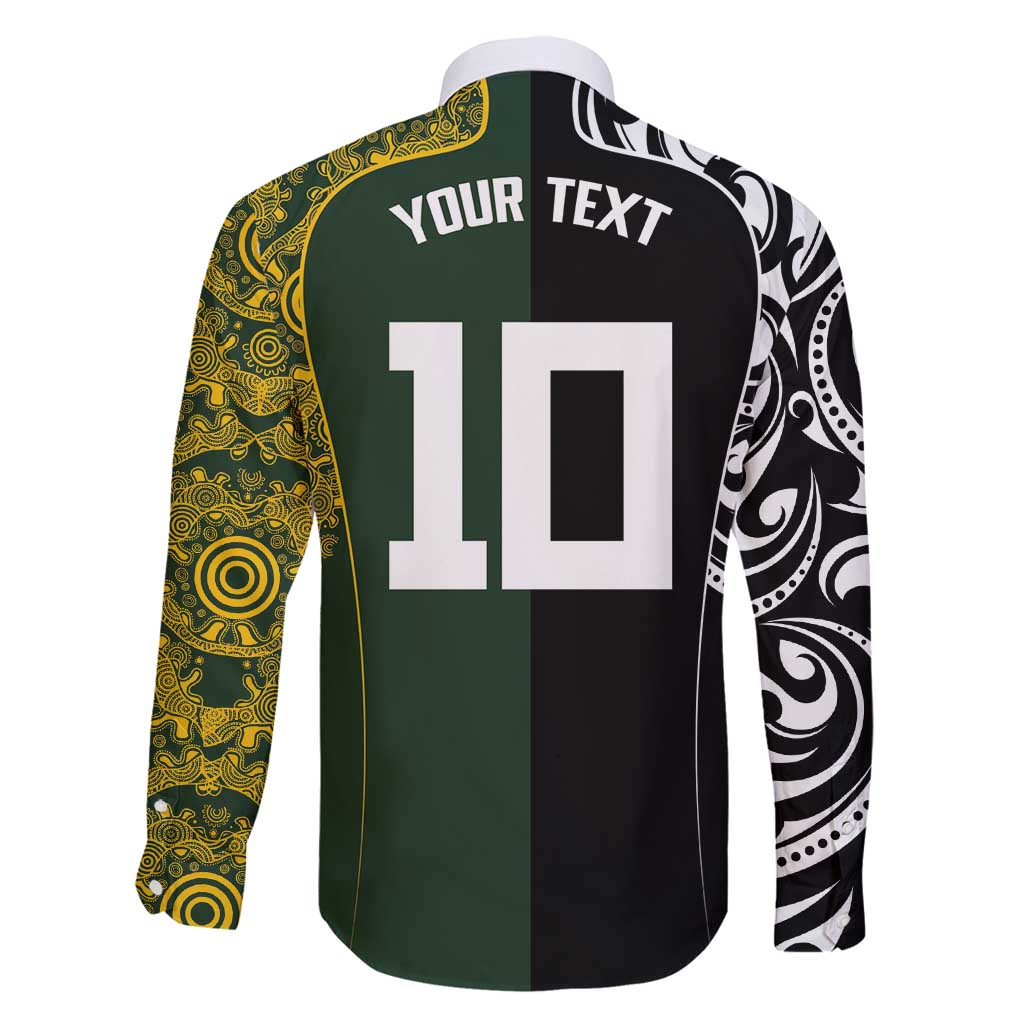 Aotearoa Australia Rugby Custom Family Matching Tank Maxi Dress and Hawaiian Shirt Maori and Aboriginal Art Sporty Style - Polynesian Pride