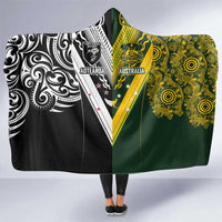 Aotearoa Australia Rugby Hooded Blanket Maori and Aboriginal Art Sporty Style - Polynesian Pride
