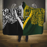 Aotearoa Australia Rugby Hooded Blanket Maori and Aboriginal Art Sporty Style - Polynesian Pride