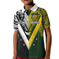 Aotearoa Australia Rugby Custom Kid Polo Shirt Maori and Aboriginal Art Sporty Style LT03 Kid Green - Polynesian Pride