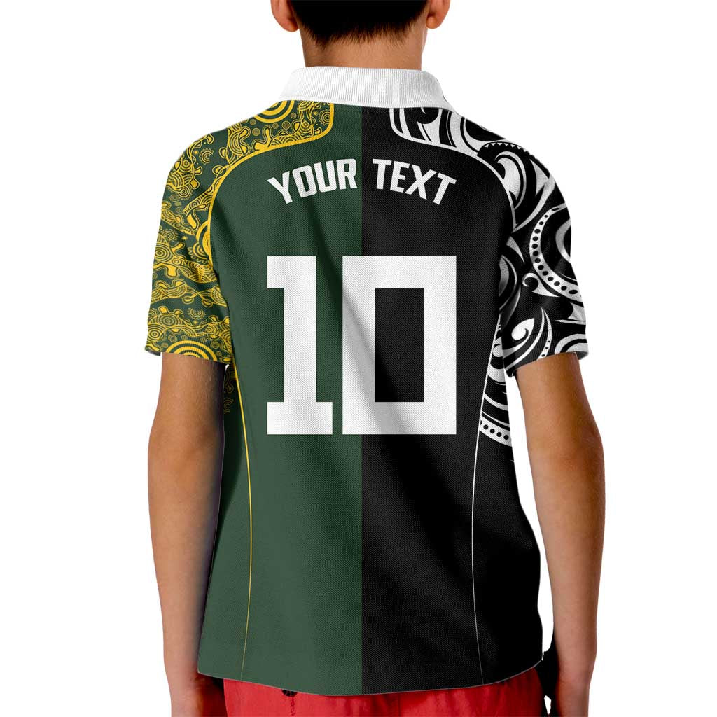 Aotearoa Australia Rugby Custom Kid Polo Shirt Maori and Aboriginal Art Sporty Style LT03 - Polynesian Pride