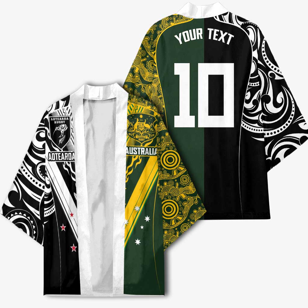 Aotearoa Australia Rugby Custom Kimono Maori and Aboriginal Art Sporty Style - Polynesian Pride