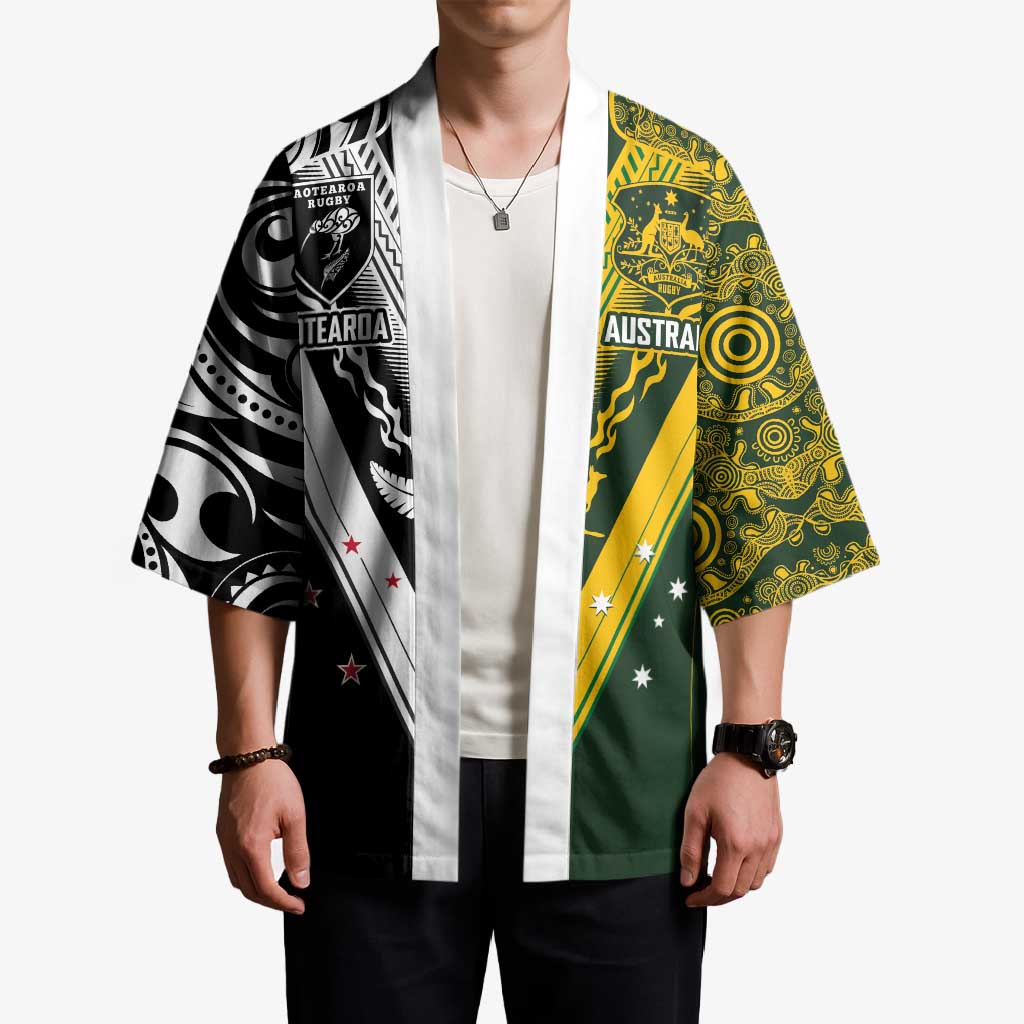 Aotearoa Australia Rugby Custom Kimono Maori and Aboriginal Art Sporty Style - Polynesian Pride