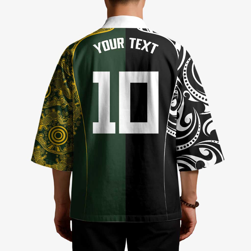 Aotearoa Australia Rugby Custom Kimono Maori and Aboriginal Art Sporty Style - Polynesian Pride