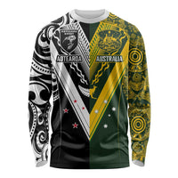 Aotearoa Australia Rugby Custom Long Sleeve Shirt Maori and Aboriginal Art Sporty Style - Polynesian Pride