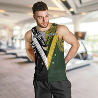 Aotearoa Australia Rugby Custom Men Tank Top Maori and Aboriginal Art Sporty Style LT03 Green - Polynesian Pride