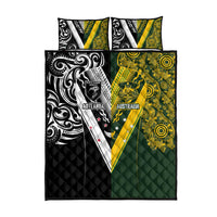 Aotearoa Australia Rugby Quilt Bed Set Maori and Aboriginal Art Sporty Style - Polynesian Pride