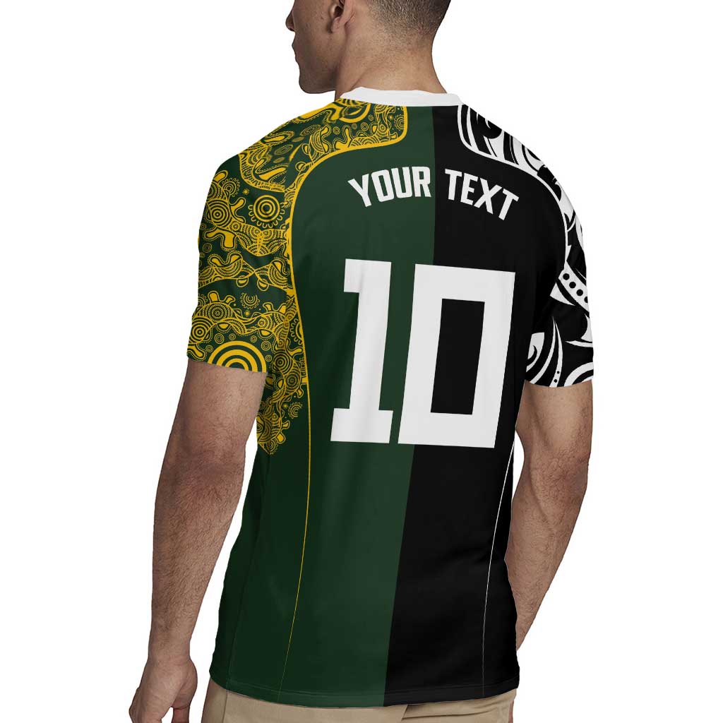 Aotearoa Australia Rugby Custom Rugby Jersey Maori and Aboriginal Art Sporty Style - Polynesian Pride