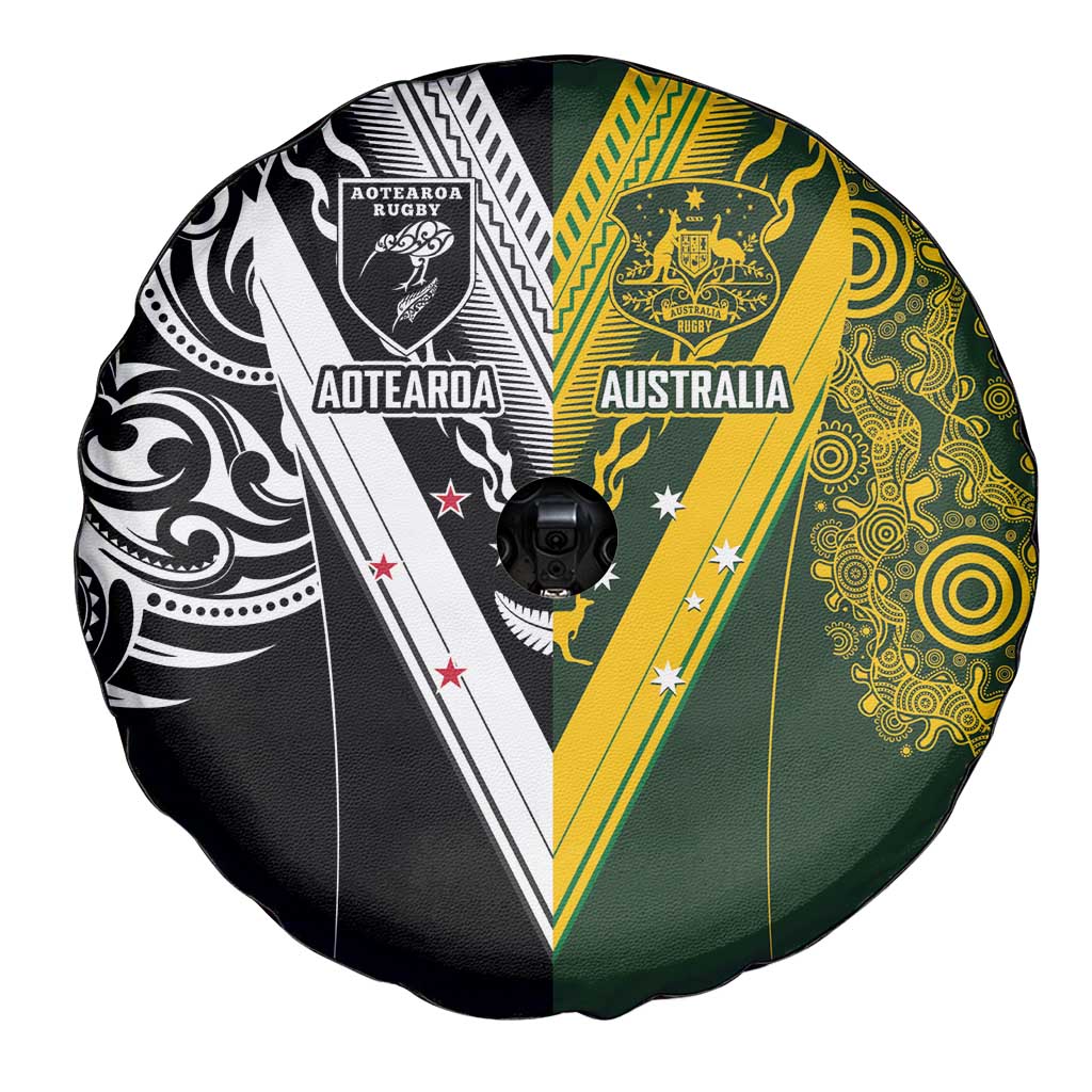 Aotearoa Australia Rugby Spare Tire Cover Maori and Aboriginal Art Sporty Style LT03 - Polynesian Pride