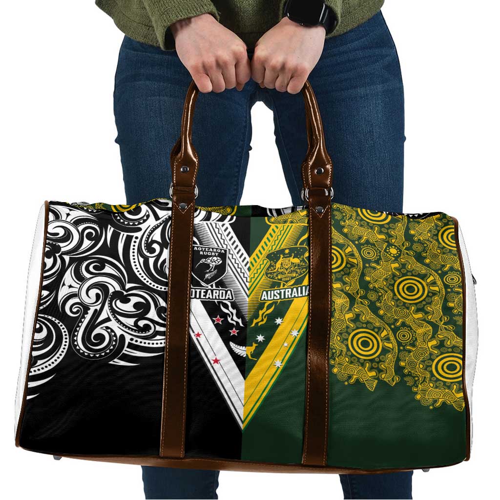 Aotearoa Australia Rugby Travel Bag Maori and Aboriginal Art Sporty Style - Polynesian Pride
