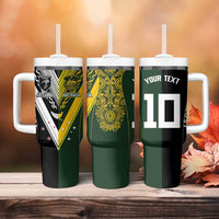 Aotearoa Australia Rugby Custom Tumbler With Handle Maori and Aboriginal Art Sporty Style - Polynesian Pride