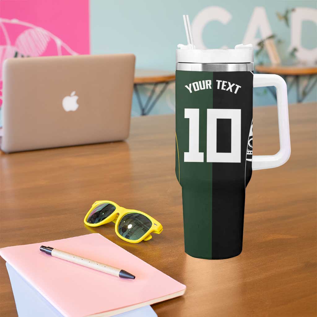 Aotearoa Australia Rugby Custom Tumbler With Handle Maori and Aboriginal Art Sporty Style - Polynesian Pride