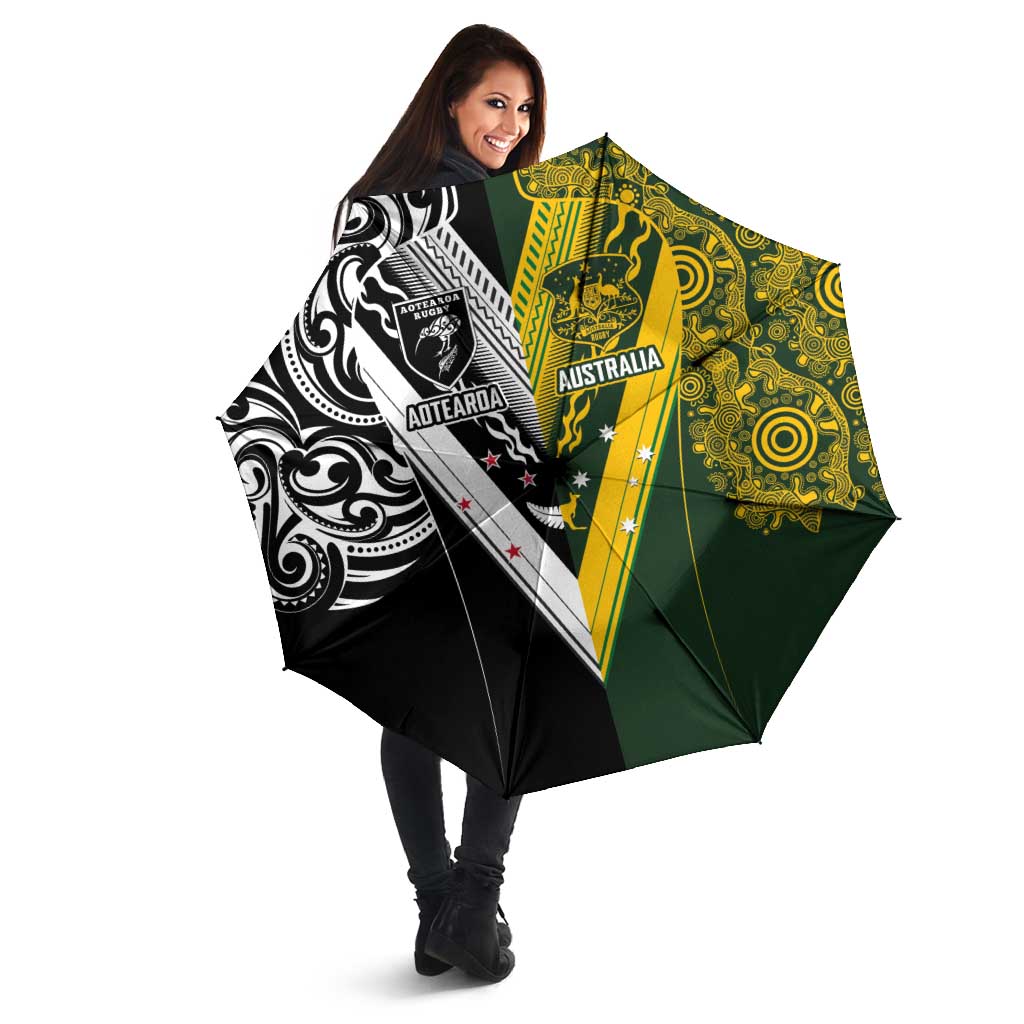 Aotearoa Australia Rugby Umbrella Maori and Aboriginal Art Sporty Style LT03 - Polynesian Pride