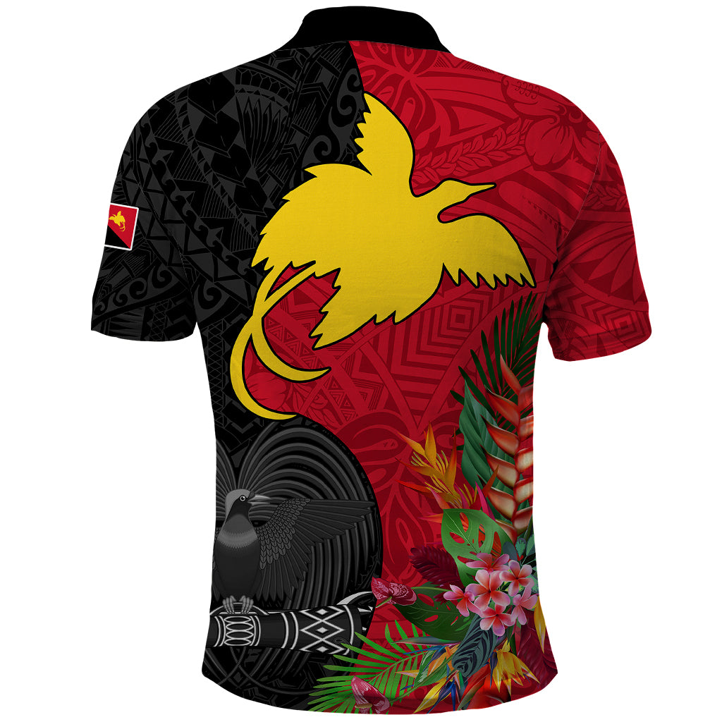 Papua New Guinea Polo Shirt Birds Of Paradise Mix Tropical Flower Polynesian Pattern LT03 - Polynesian Pride