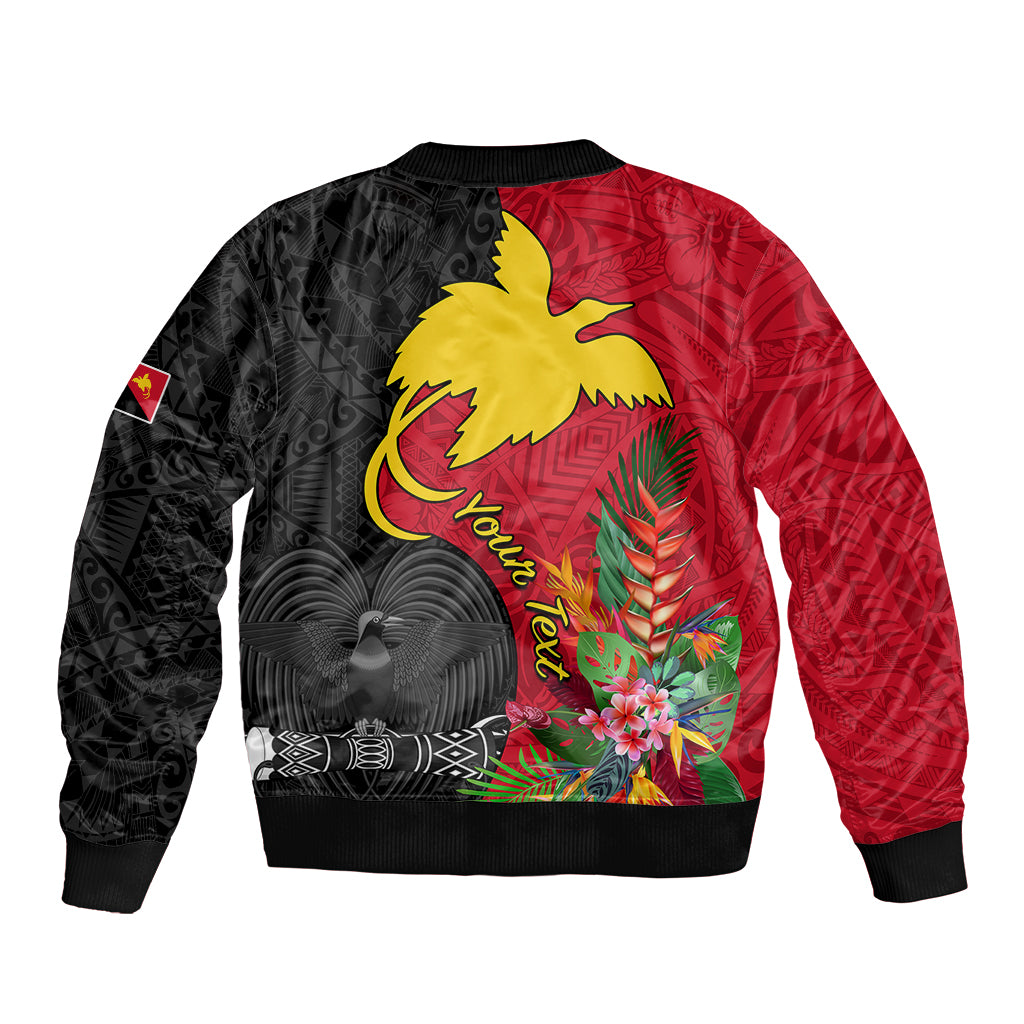 Custom Papua New Guinea Bomber Jacket Birds Of Paradise Mix Tropical Flower Polynesian Pattern LT03 - Polynesian Pride