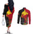 Custom Papua New Guinea Couples Matching Off The Shoulder Long Sleeve Dress and Long Sleeve Button Shirts Birds Of Paradise Mix Tropical Flower Polynesian Pattern LT03 - Polynesian Pride