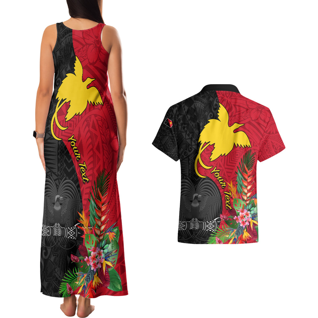 Custom Papua New Guinea Couples Matching Tank Maxi Dress and Hawaiian Shirt Birds Of Paradise Mix Tropical Flower Polynesian Pattern LT03 - Polynesian Pride