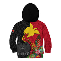 Custom Papua New Guinea Kid Hoodie Birds Of Paradise Mix Tropical Flower Polynesian Pattern LT03 - Polynesian Pride