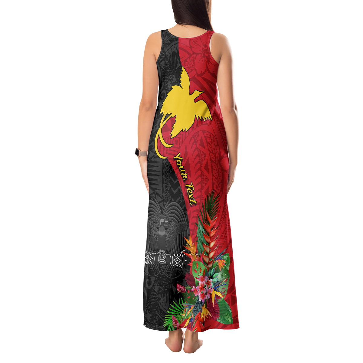 Custom Papua New Guinea Tank Maxi Dress Birds Of Paradise Mix Tropical Flower Polynesian Pattern LT03 - Polynesian Pride