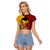 Papua New Guinea Raglan Cropped T Shirt Birds Of Paradise Mix Tropical Flower Polynesian Pattern LT03 Female Yellow - Polynesian Pride