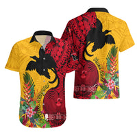 Custom Papua New Guinea Hawaiian Shirt Birds Of Paradise Mix Tropical Flower Polynesian Pattern LT03 - Polynesian Pride