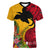 Custom Papua New Guinea Women V Neck T Shirt Birds Of Paradise Mix Tropical Flower Polynesian Pattern LT03 Female Yellow - Polynesian Pride