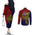 Papua New Guinea Central Province Couples Matching Off The Shoulder Long Sleeve Dress and Long Sleeve Button Shirts PNG Birds Of Paradise Polynesian Arty Style LT03 - Polynesian Pride