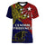 Papua New Guinea Central Province Women V Neck T Shirt PNG Birds Of Paradise Polynesian Arty Style LT03 Female Red - Polynesian Pride