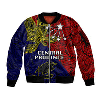 Custom Papua New Guinea Central Province Sleeve Zip Bomber Jacket PNG Birds Of Paradise Polynesian Arty Style LT03 Unisex Red - Polynesian Pride