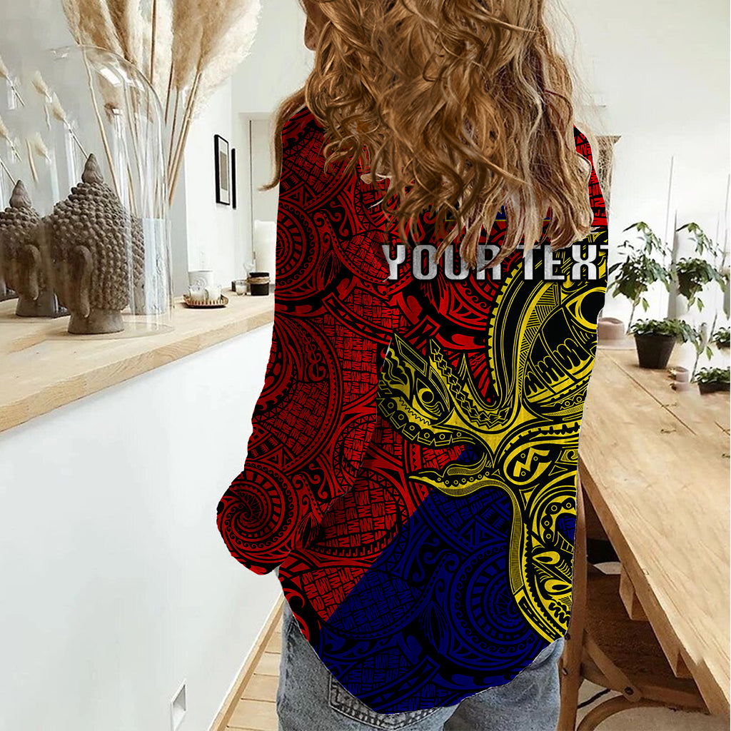 Custom Papua New Guinea Central Province Women Casual Shirt PNG Birds Of Paradise Polynesian Arty Style LT03 - Polynesian Pride