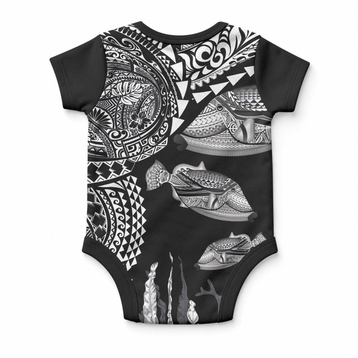 Hawaiian Reef Triggerfish Baby Onesie Polynesian Art with Tribal Humuhumunukunukuapua'a