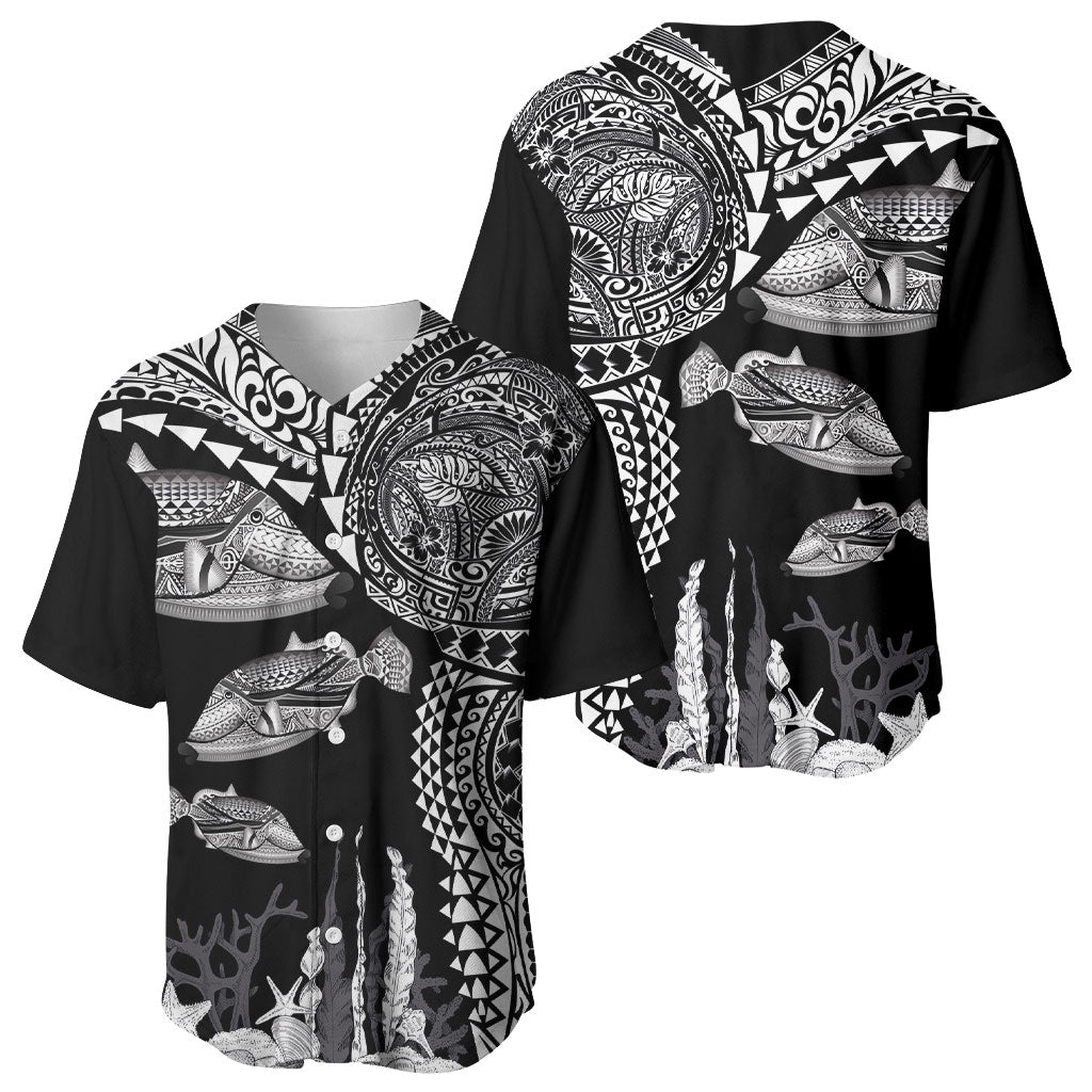 Hawaiian Reef Triggerfish Baseball Jersey Polynesian Art with Tribal Humuhumunukunukuapua'a LT03 - Polynesian Pride