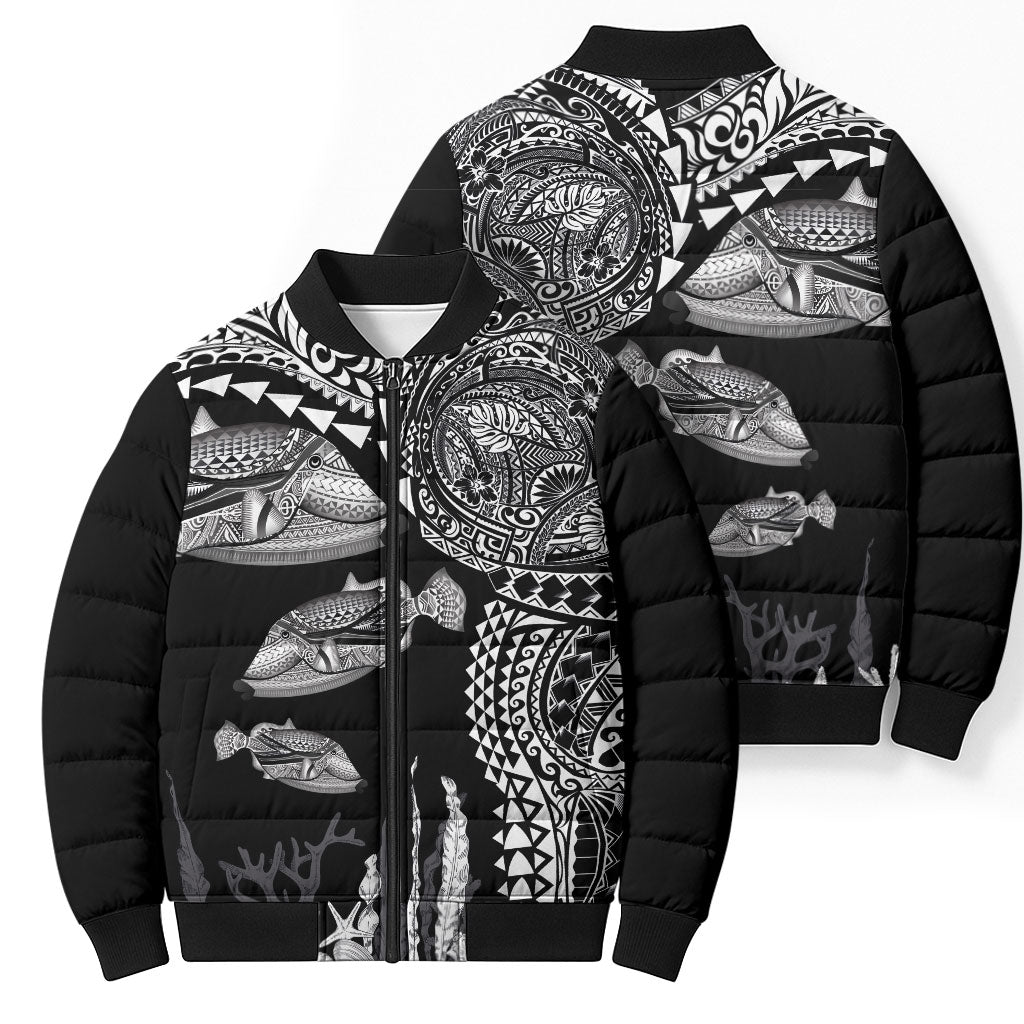 Hawaiian Reef Triggerfish Bomber Puffer Jacket Polynesian Art with Tribal Humuhumunukunukuapua'a LT03 - Polynesian Pride